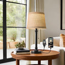 Small Pull Chain Table Lamp with Fabric Shade 19.5"