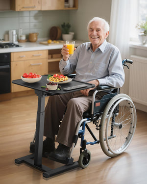 Height & Angle Adjustable TV Tray Table with Wheels