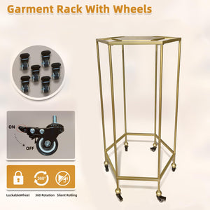 Round Garment Rack with Shelf & Wheels