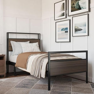 Space Saving Lift Bed with Built-In Charging Station – Dark Walnut