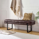 Upholstered Entryway Bench with Tufted Seat & Metal Legs