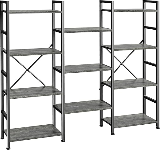 Industrial Ladder Bookshelf with Adjustable Shelves