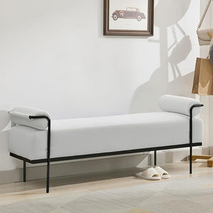 Upholstered End of Bed Bench with Metal Legs