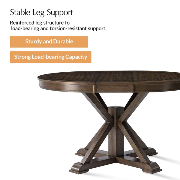 Round Extendable Dining Table with Pedestal Base – Walnut