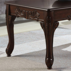 Traditional Ornate Wood Coffee Table – Dark Cherry