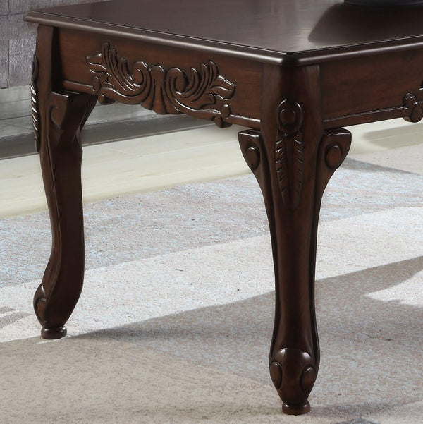 Traditional Ornate Wood Coffee Table – Dark Cherry