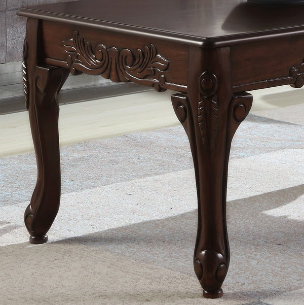 Traditional Ornate Wood Coffee Table – Dark Cherry