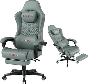 Ergonomic Gaming Chair with Retractable Footrest & Lumbar Support – 400 lb Capacity