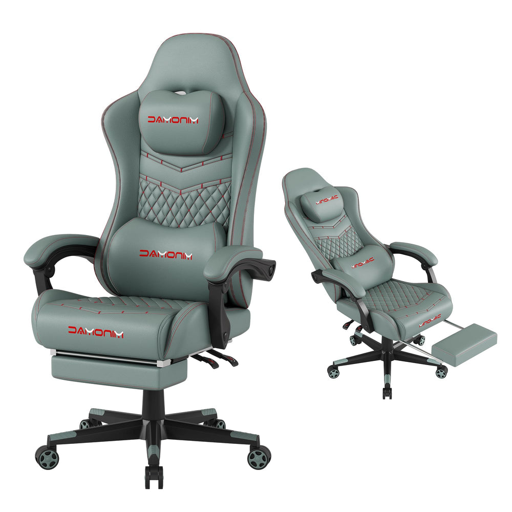 Ergonomic Gaming Chair with Retractable Footrest & Lumbar Support – 400 lb Capacity