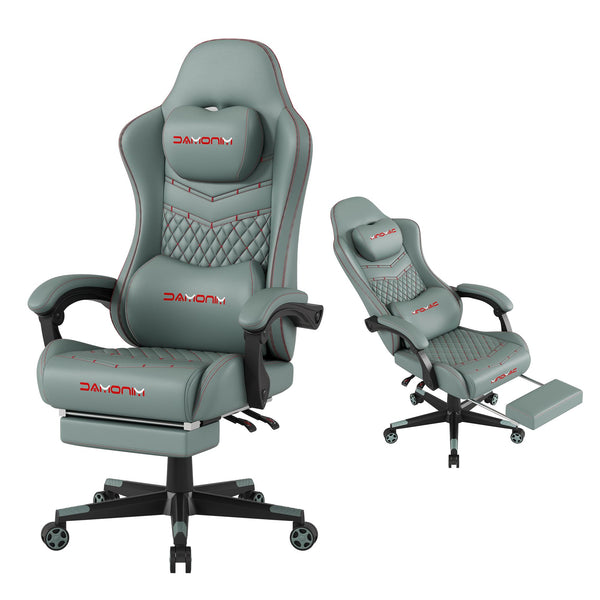 Ergonomic Gaming Chair with Retractable Footrest & Lumbar Support – 400 lb Capacity