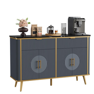 47.2" Fluted Buffet Storage Cabinet with Drawers & Adjustable Shelves