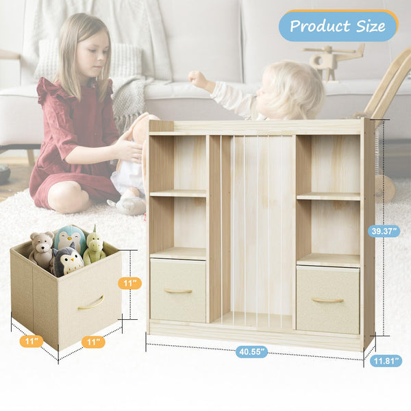 Kids Toy Storage Organizer — 6-Cube Shelf with Drawers & Stuffed Animal Zoo