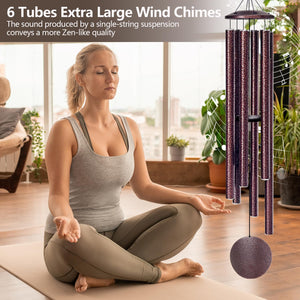 66-Inch Large Outdoor Wind Chimes – Deep Tone, 6 Aluminum Tubes, Rustic Garden Decor