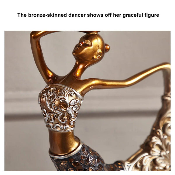 3PCS Peacock Dancer Figurines Statue Set – Gold Resin Sculpture