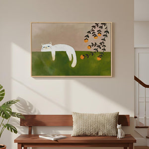 Framed Cat Canvas Wall Art 24x36 Inch