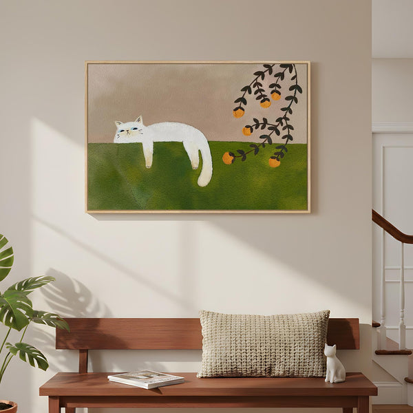 Framed Cat Canvas Wall Art 24x36 Inch