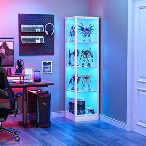 4-Tier Corner Display Cabinet with LED Lighting & Motion Sensor