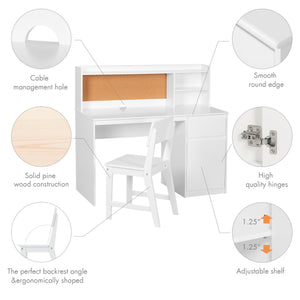 Kids Study Desk with Chair Set and Hutch