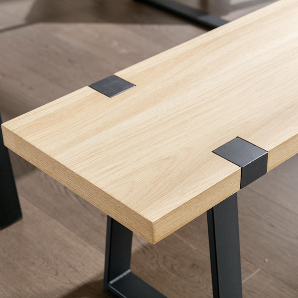 60-Inch Industrial Wooden Dining Bench with Metal Legs