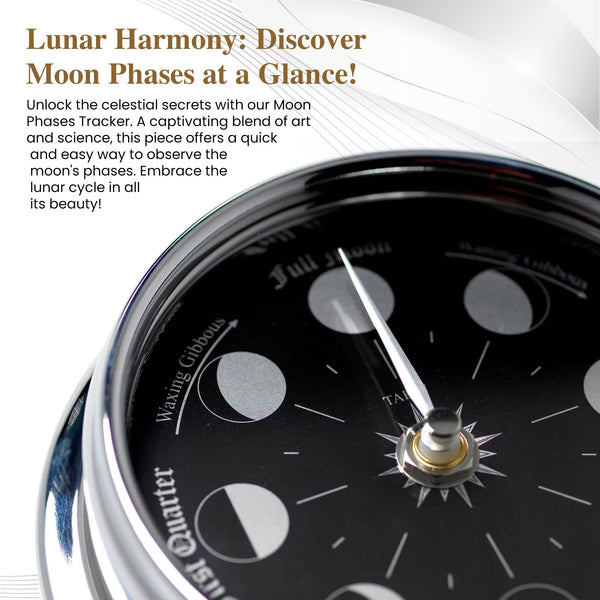 Handmade Moon Phase Wall Clock – Chrome Plated with Mirrored Backdrop