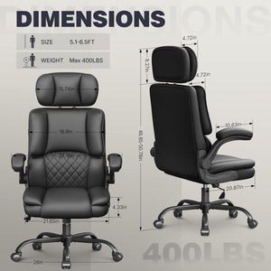 High-Back Ergonomic Office Chair with Adjustable Headrest & Flip-Up Armrests