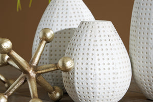 Metal Dots Vase & Sculpture Set of 5, White & Gold