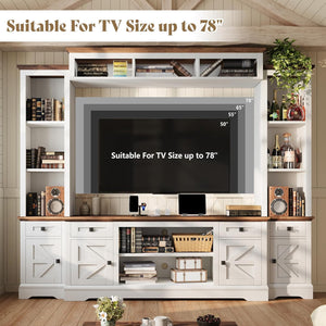 4-Piece Farmhouse Living Room Set – 98" TV Stand, Coffee Table & 2 End Tables