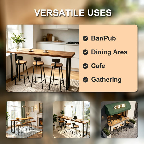 Farmhouse Solid Wood Bar Table, 55.1"