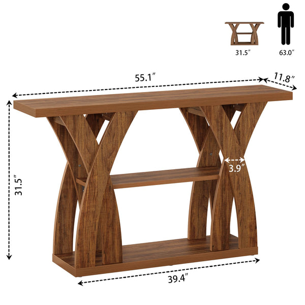 55-Inch 3-Tier Console Table with Storage