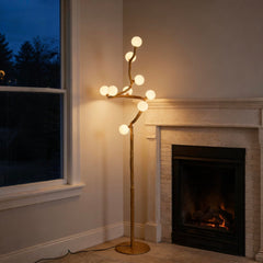 Multi-Head Tree Floor Lamp with 3D Printed Shades
