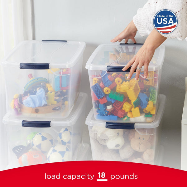 Clear 32 Qt Stackable Plastic Storage Bins with Lids – 6 Pack