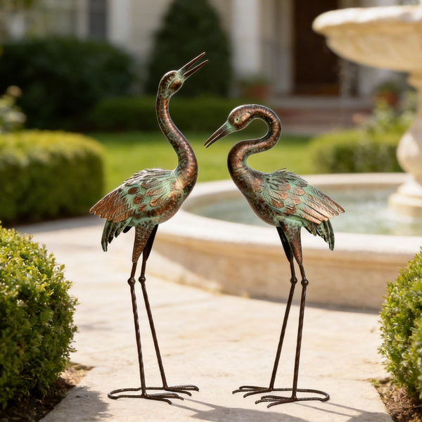Metal Crane Garden Statues – Outdoor Heron Sculptures