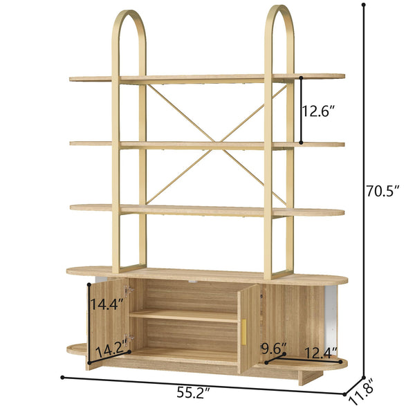 Arched Cabinet Bookshelf with Sliding Tambour Doors
