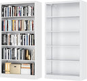 5-Tier Metal Bookcase, 66" Tall with Adjustable Shelves
