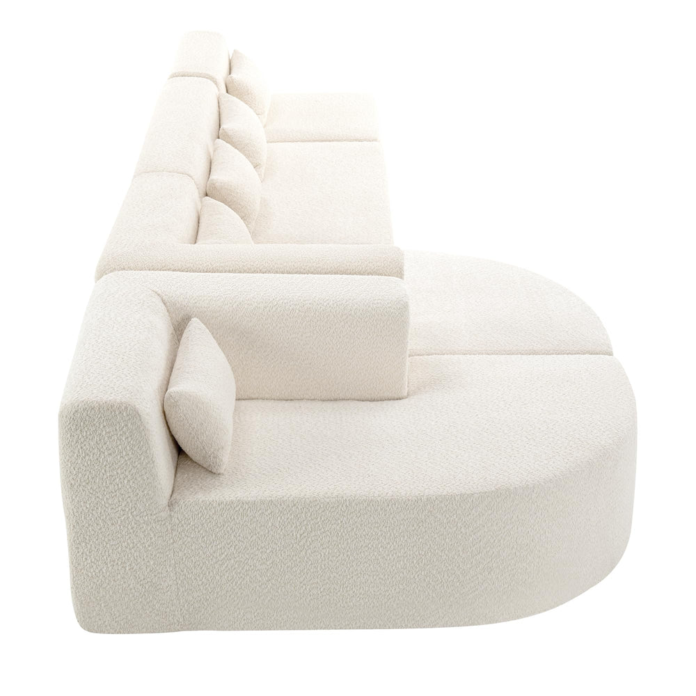 4-Piece Modular Sectional Sofa with 2 Chaise Lounges & 5 Pillows – Boucle