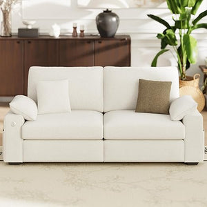 118" Modular Sectional Sofa with Ottomans, USB Ports & Foldable Side Table