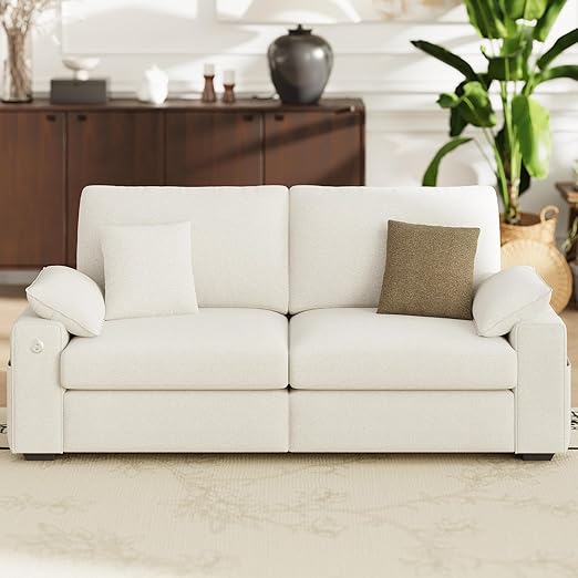 118" Modular Sectional Sofa with Ottomans, USB Ports & Foldable Side Table
