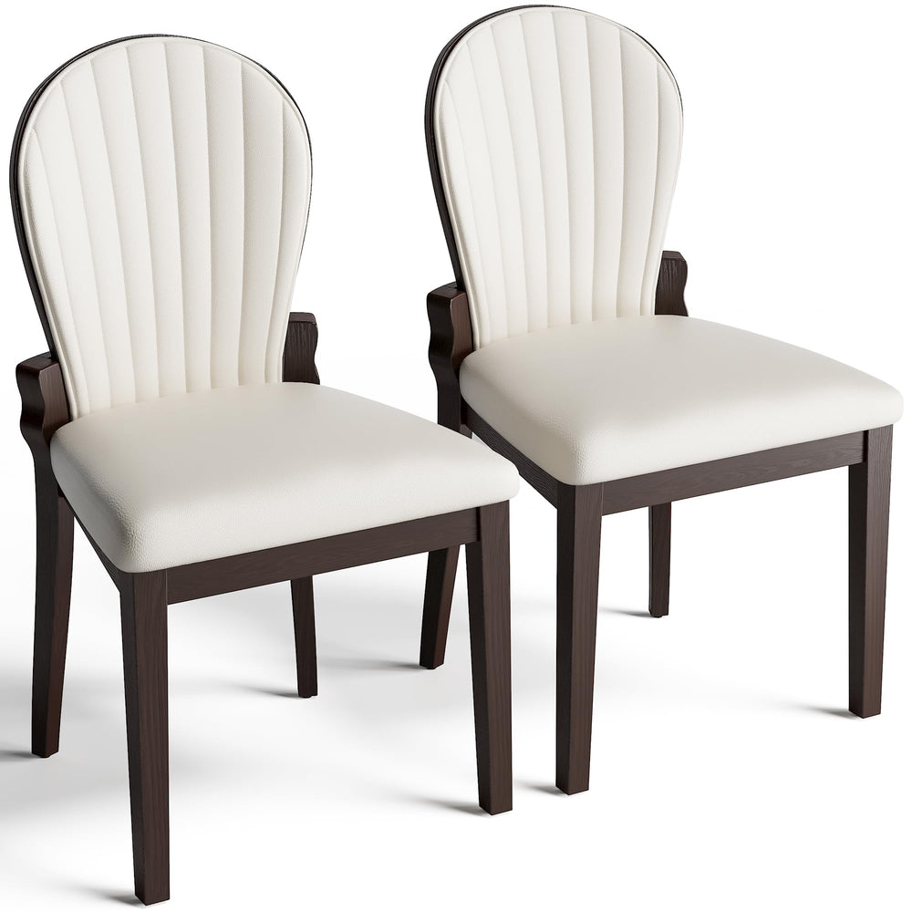 Tufted Leather Dining Chairs, Set of 2