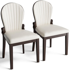 Tufted Leather Dining Chairs, Set of 2