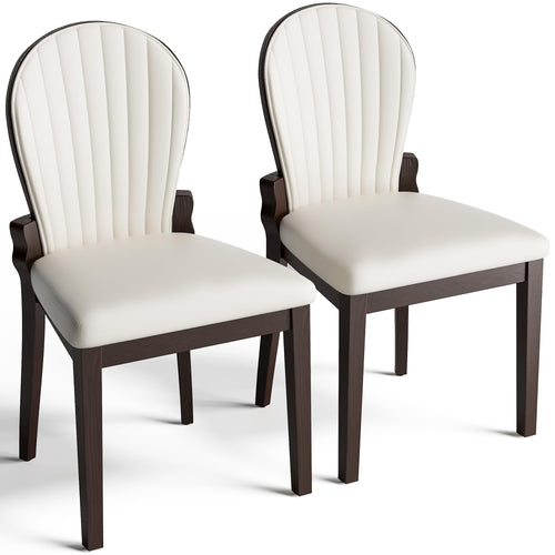 Tufted Leather Dining Chairs, Set of 2
