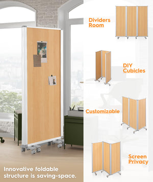 3-Panel Folding Room Divider Privacy Screen 71" x 71"