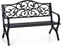 Cast Iron Outdoor Garden Bench with Backrest and Armrests