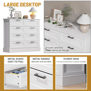White Wood Dresser with Drawers – Chest of Drawers for Bedroom