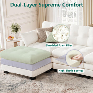 Modular U-Shaped Sectional Sofa with Movable Ottomans