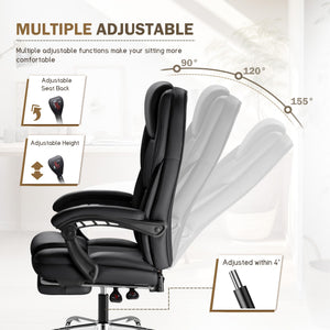 Reclining Executive Office Chair with Footrest & Lumbar Support