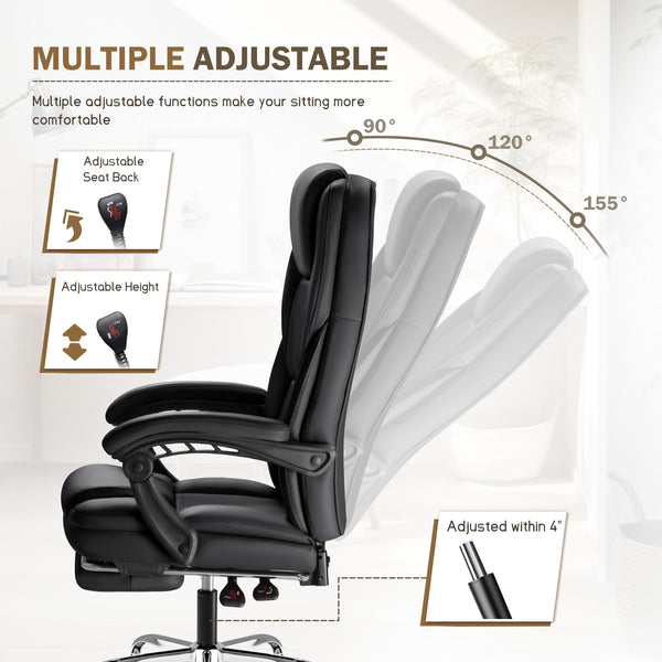 Reclining Executive Office Chair with Footrest & Lumbar Support