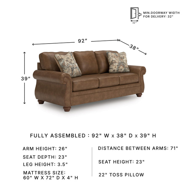 Queen Faux Leather Sofa Sleeper with Memory Foam Mattress