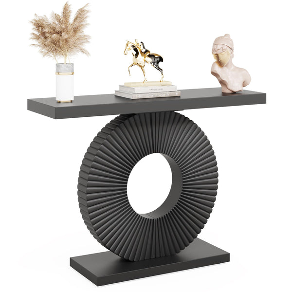 Modern Console Table with Geometric Base | 40 Inch Entryway Sofa Table