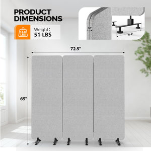 Freestanding Room Divider Screen with Wheels – Tackable Polyester Panels