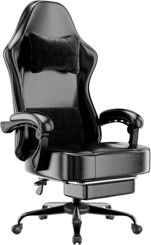 High Back Fabric Gaming Chair with Footrest & Lumbar Support
